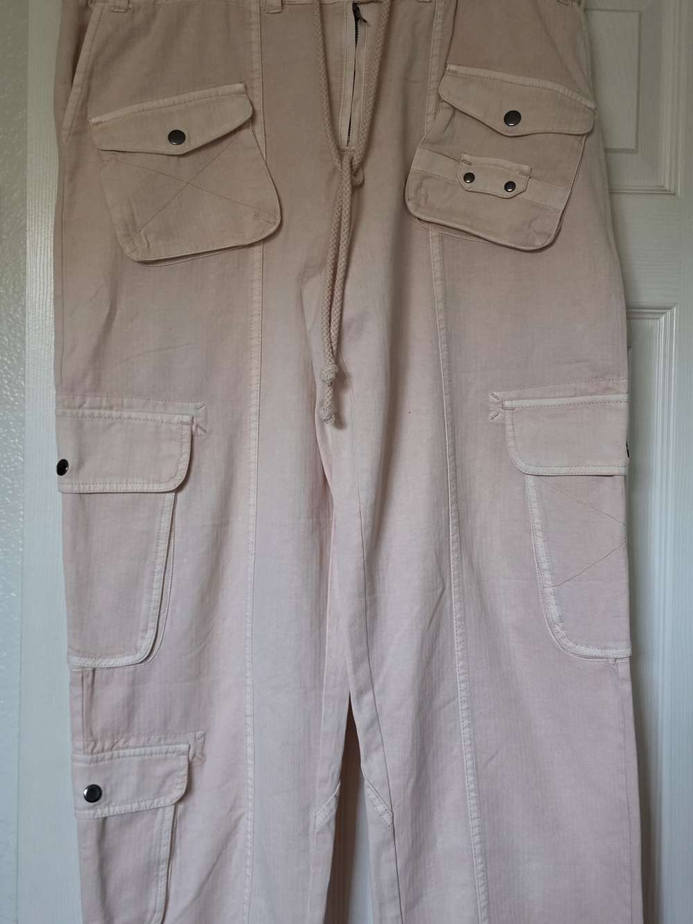 Free People Blush Pink Cargo Jumpsuit Pants